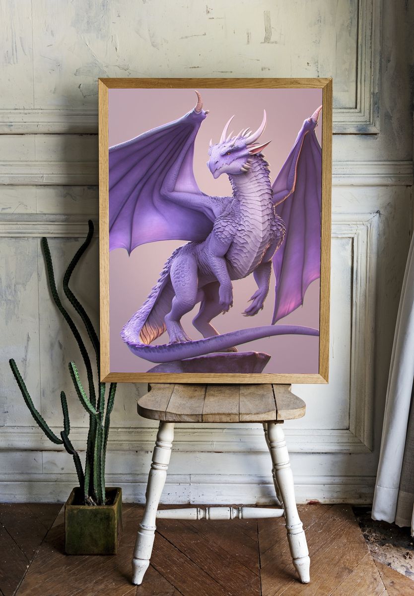 Lavender Dragon Digital Art Poster. room preview