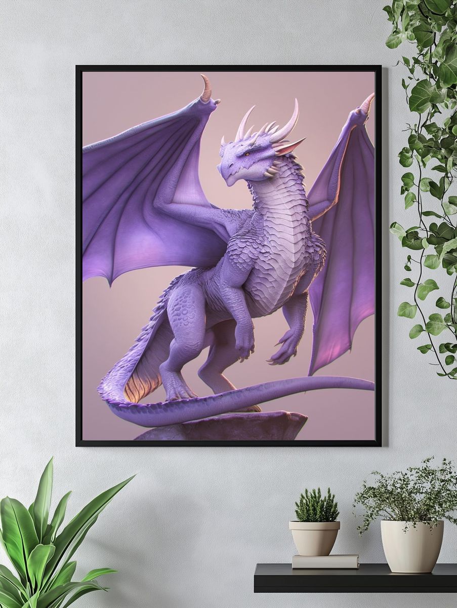 Lavender Dragon Digital Art Poster. — room view 4