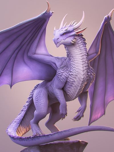 Lavender Dragon Digital Art Poster.
