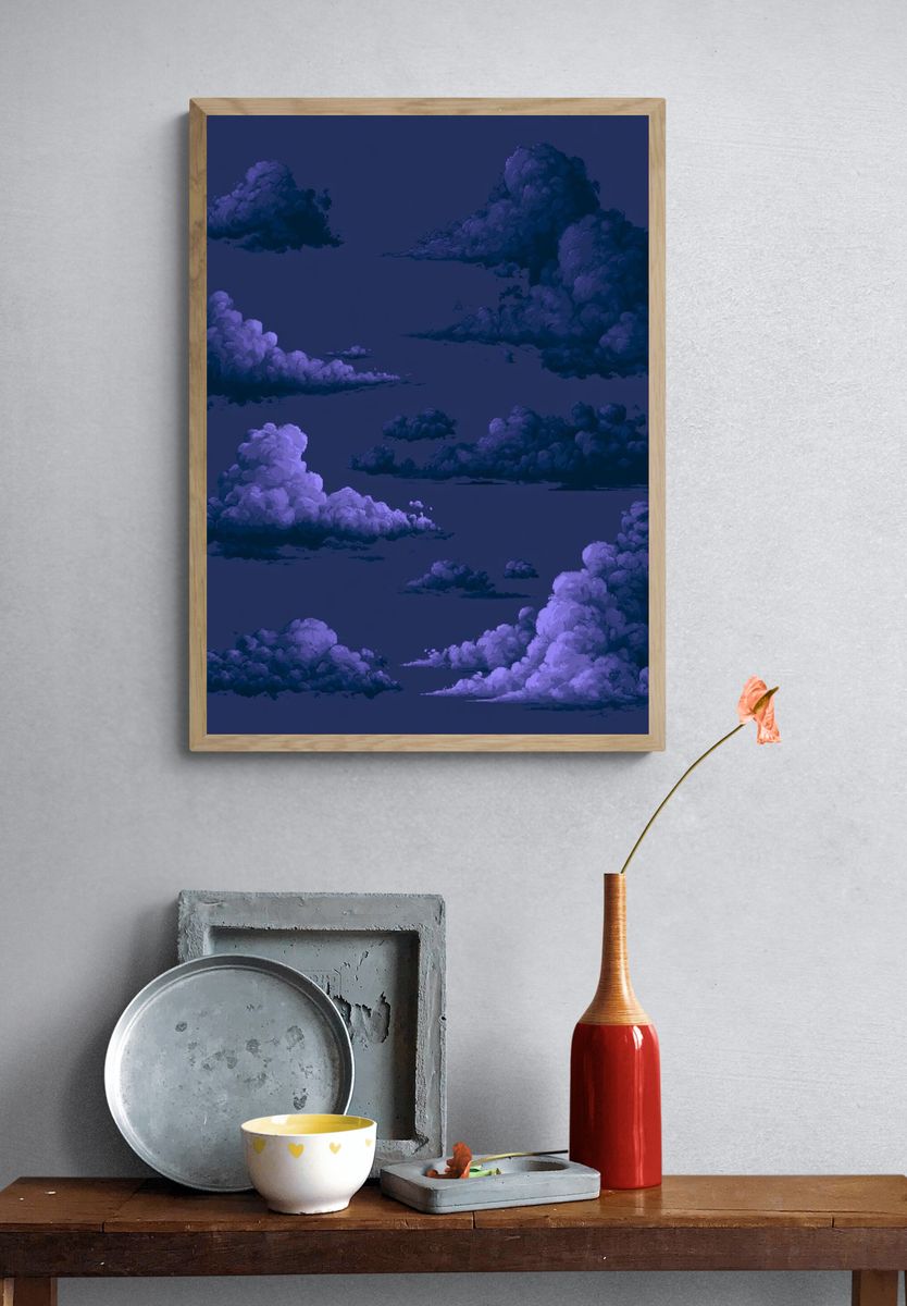 Purple Cloudscape Illustration Poster. — room view 3