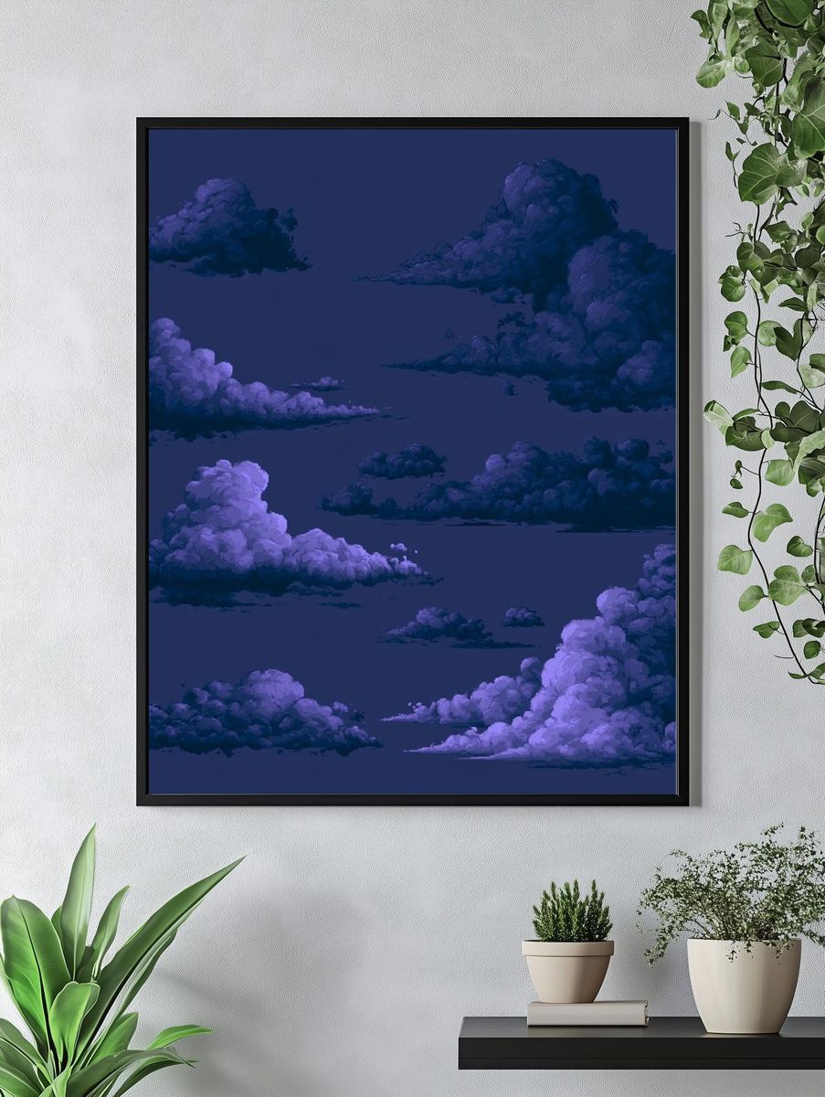 Purple Cloudscape Illustration Poster. — room view 4