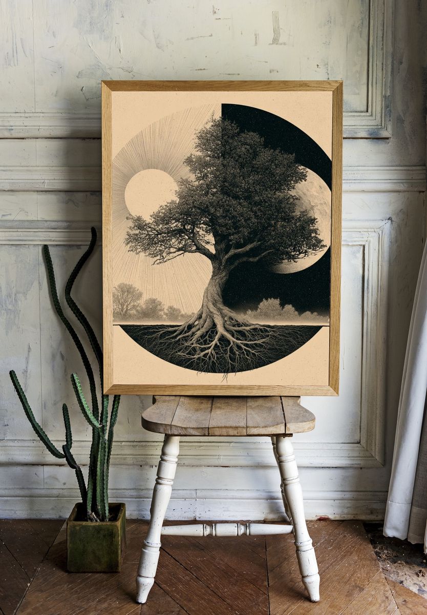 Yin Yang Tree of Life Print. — room view 1