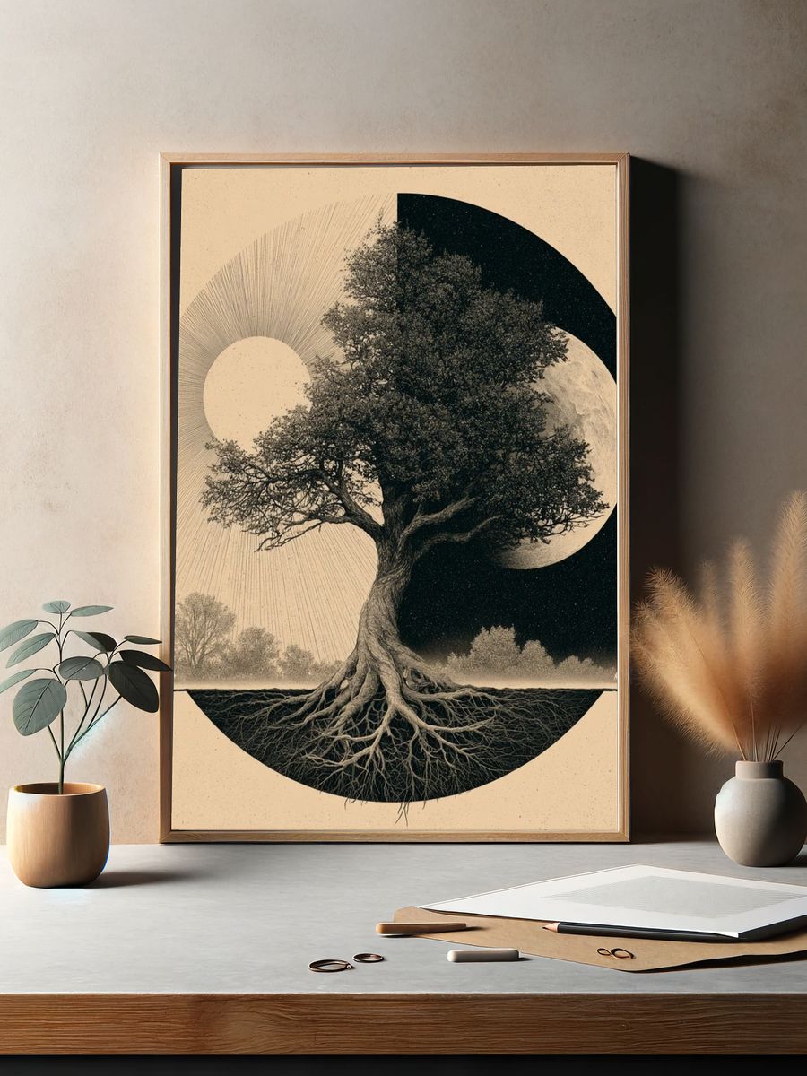 Yin Yang Tree of Life Print. — room view 2