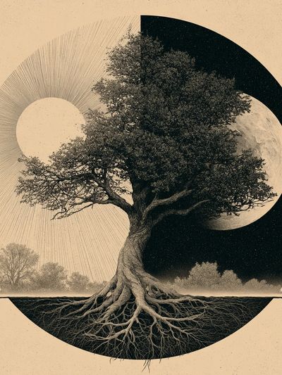 Yin Yang Tree of Life Print. poster
