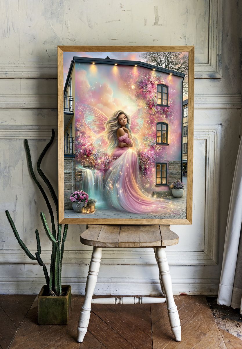 Pastel Fairy Mural Illustration Poster. room preview