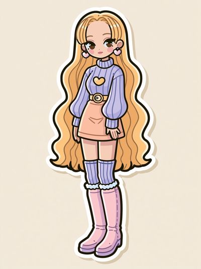 Pastel Kawaii Girl Illustration Poster. poster