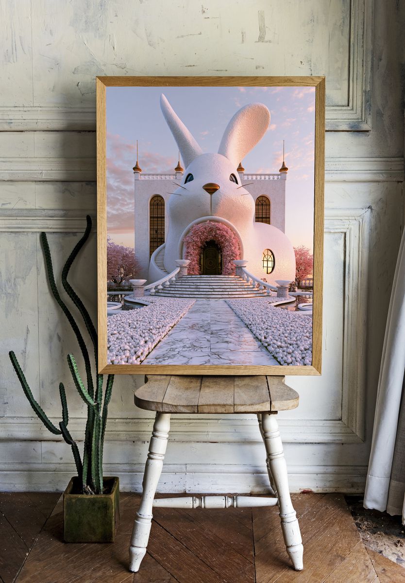 Rabbit Mansion Digital Art Poster. room preview