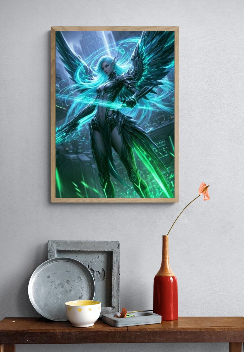 Cyber Angel Digital Art Poster. — room view 3