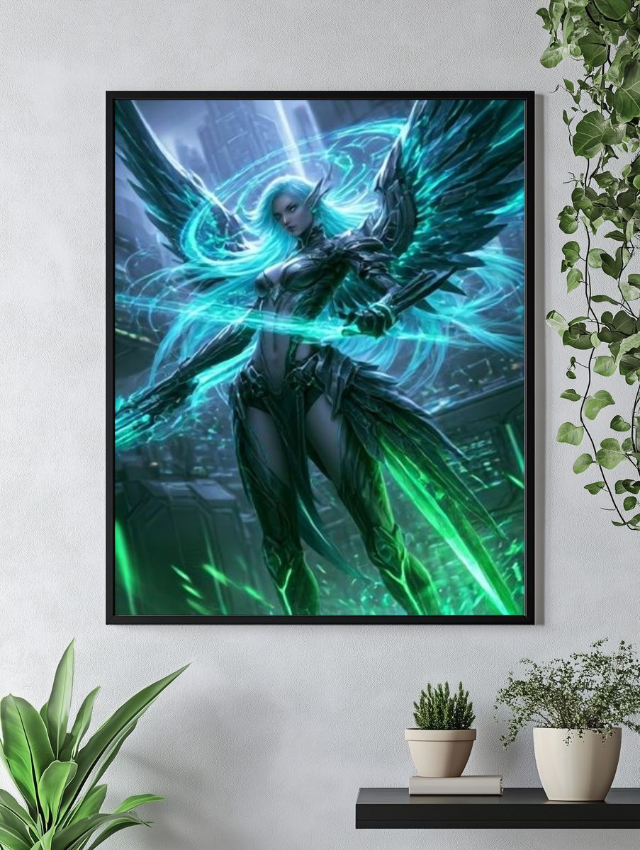 Cyber Angel Digital Art Poster. — room view 4