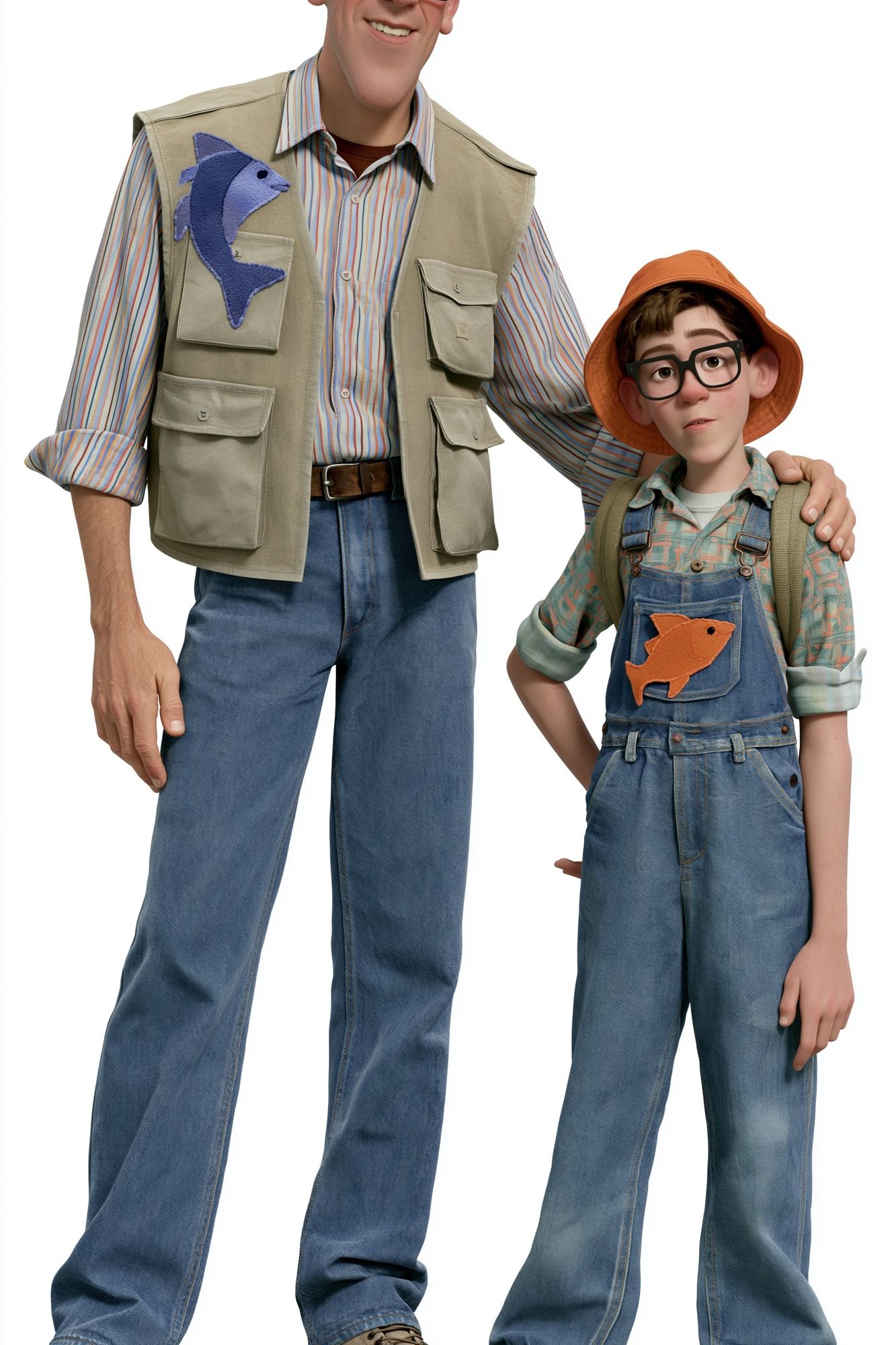 Father and Son Fishing Adventure Print. poster — illustration art