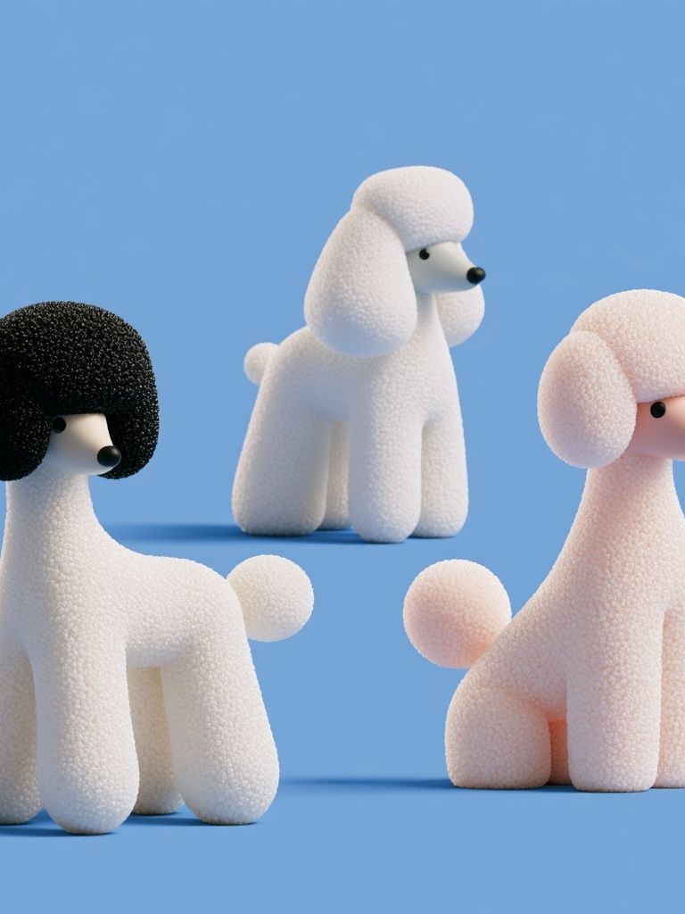 Poodle Trio Illustration Poster. poster detail