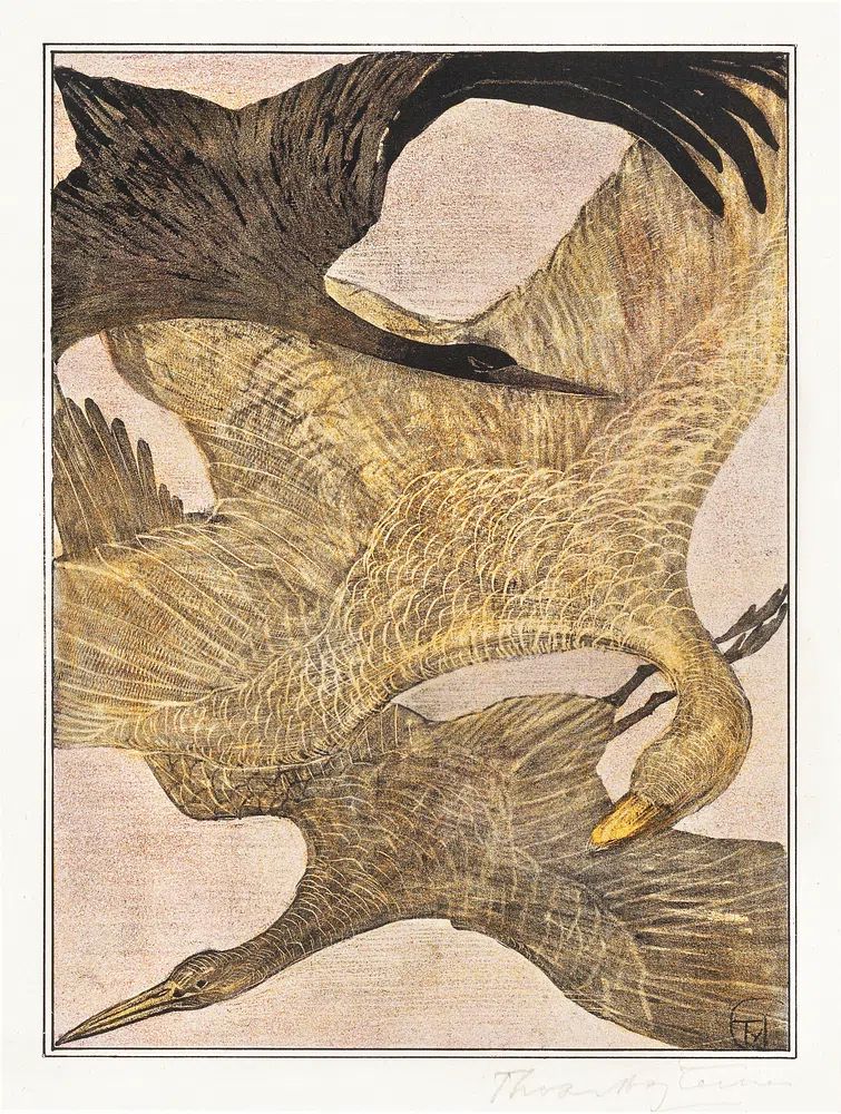 Drie vliegende vogels (1878–1905) print. poster detail