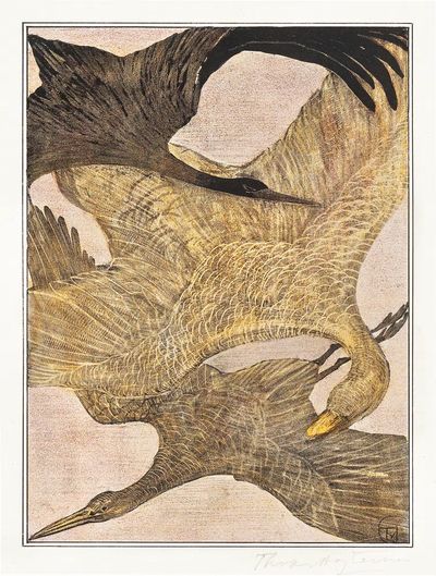 Drie vliegende vogels (1878–1905) print. poster