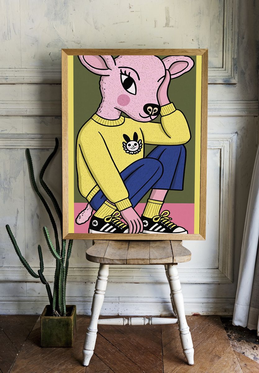 Cute Deer Character Illustration Poster. room preview