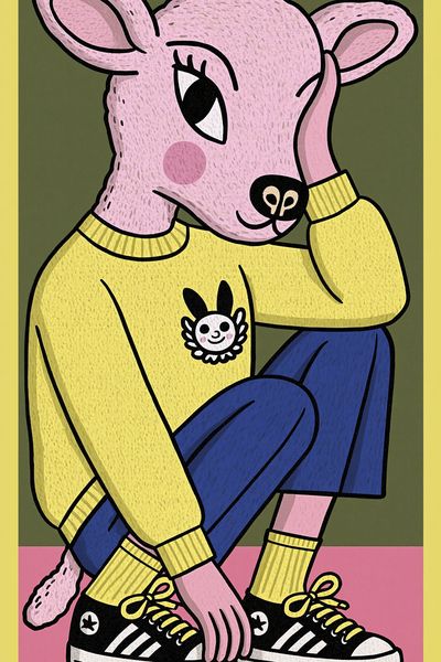 Cute Deer Character Illustration Poster. poster