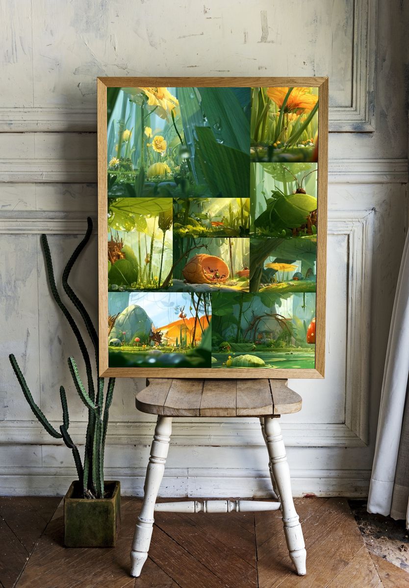 Whimsical Mushroom Forest Illustration Poster. — room view 1