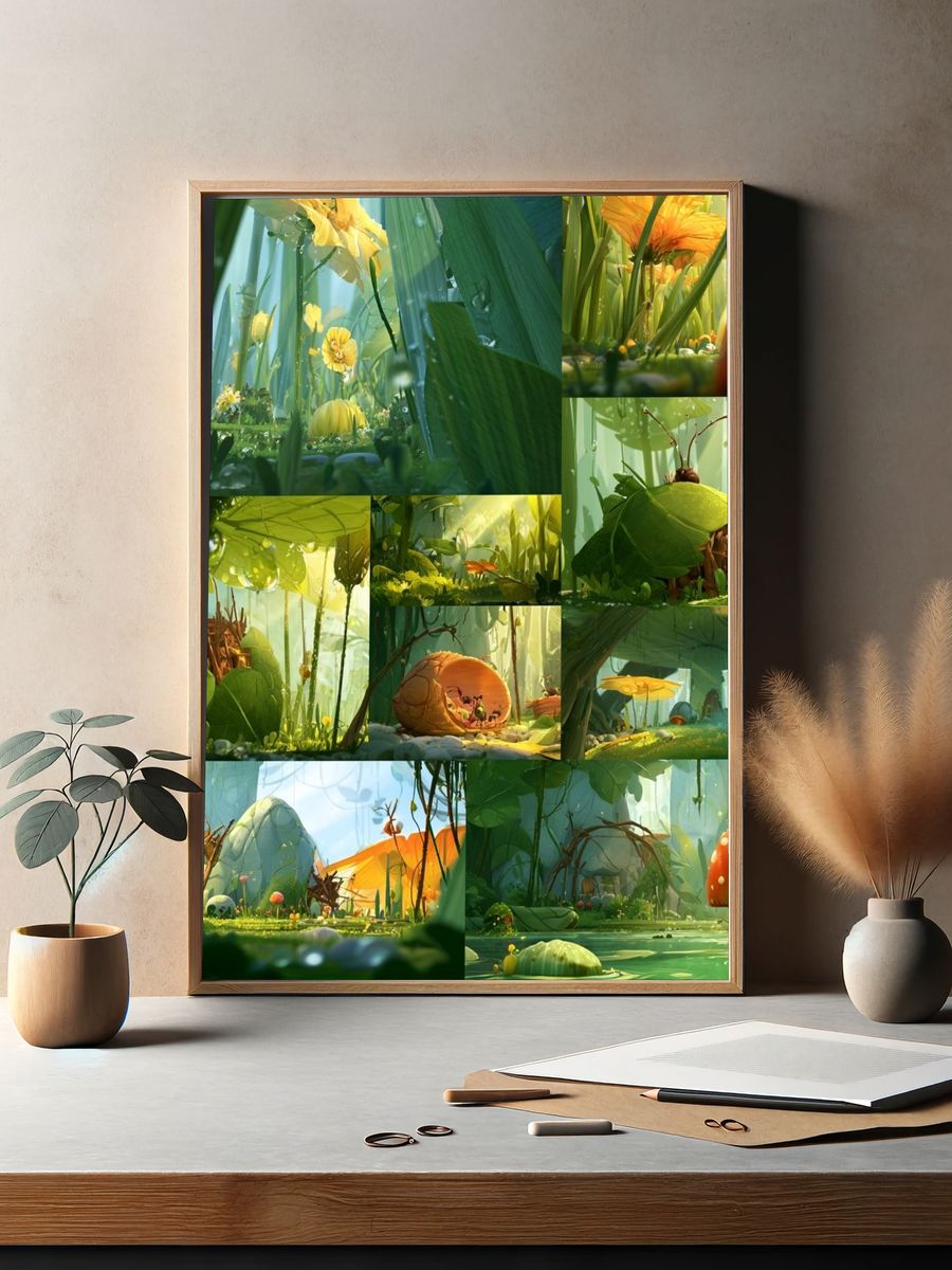 Whimsical Mushroom Forest Illustration Poster. — room view 2