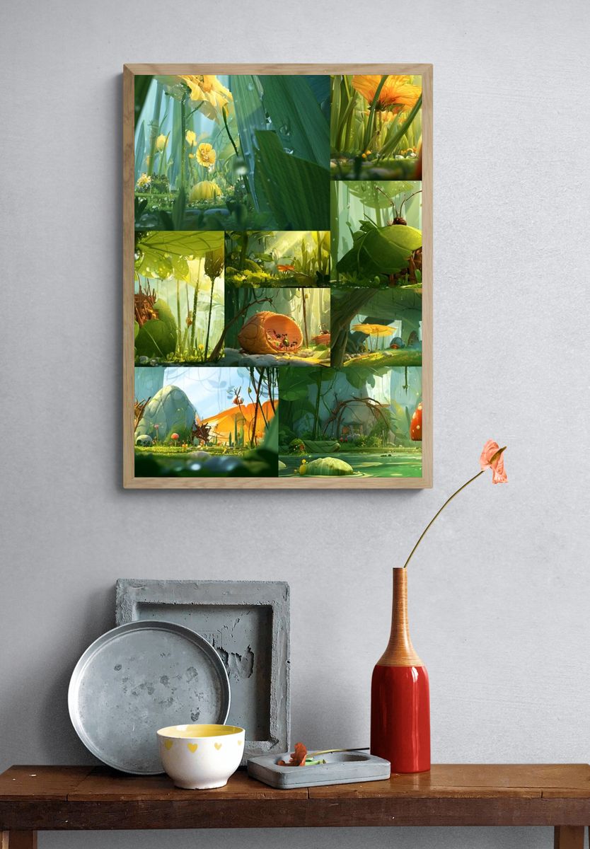 Whimsical Mushroom Forest Illustration Poster. — room view 3