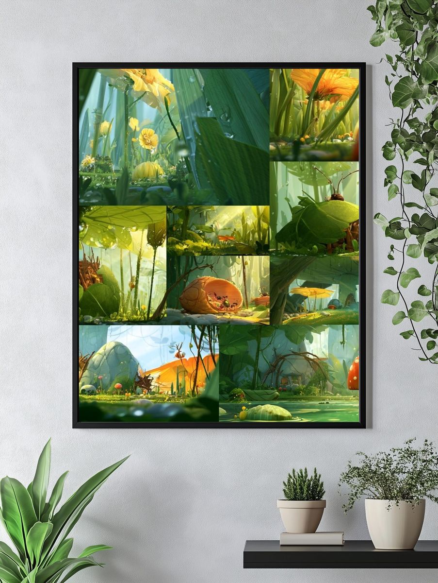 Whimsical Mushroom Forest Illustration Poster. — room view 4
