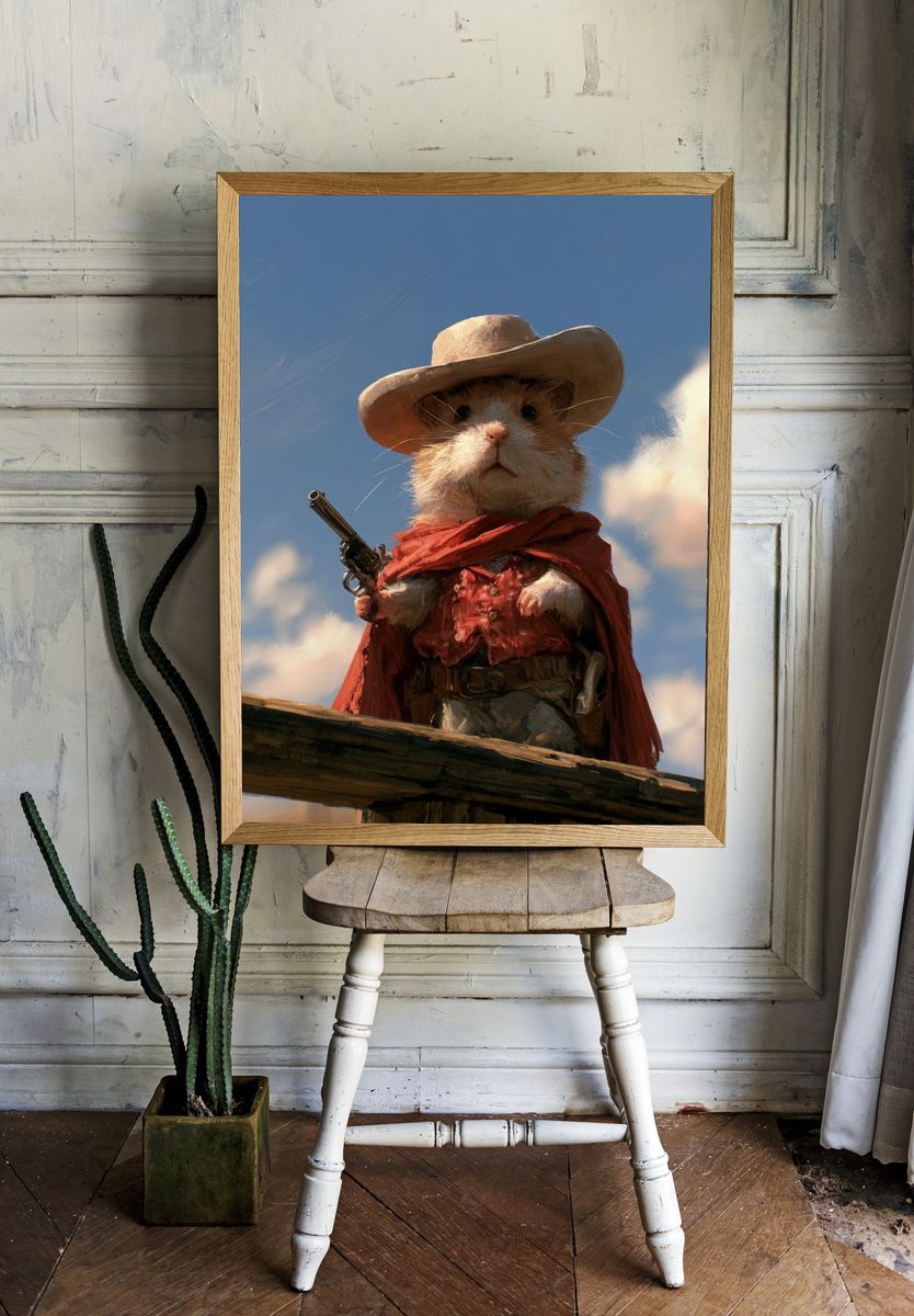 Cowboy Hamster Digital Art Poster. room preview