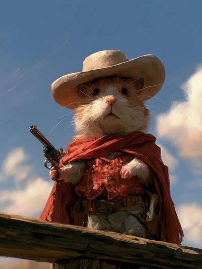 Cowboy Hamster Digital Art Poster.