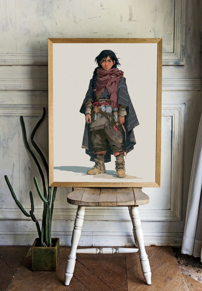 Fantasy Warrior Character Illustration Poster. — room view 1