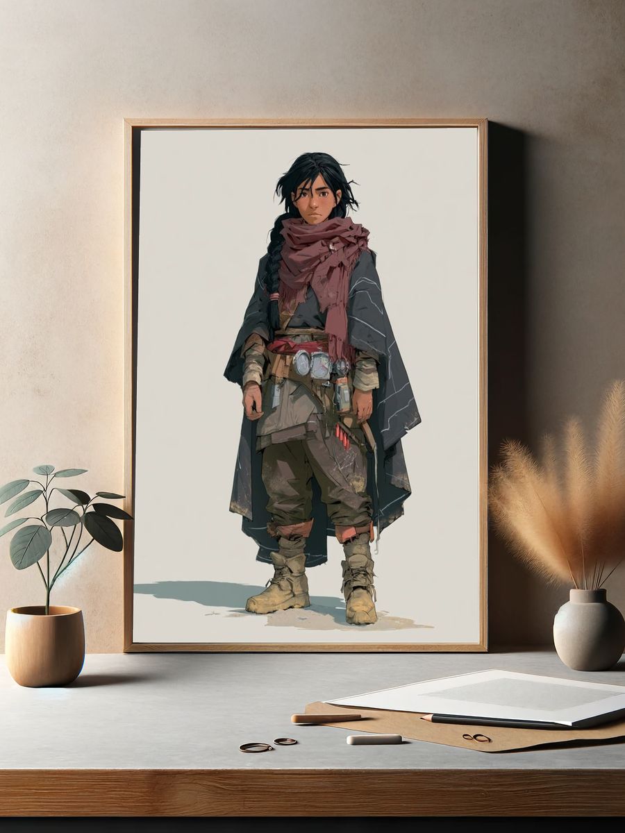 Fantasy Warrior Character Illustration Poster. — room view 2