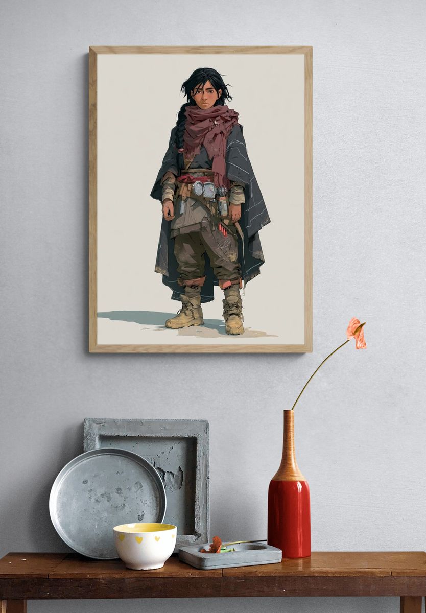 Fantasy Warrior Character Illustration Poster. — room view 3