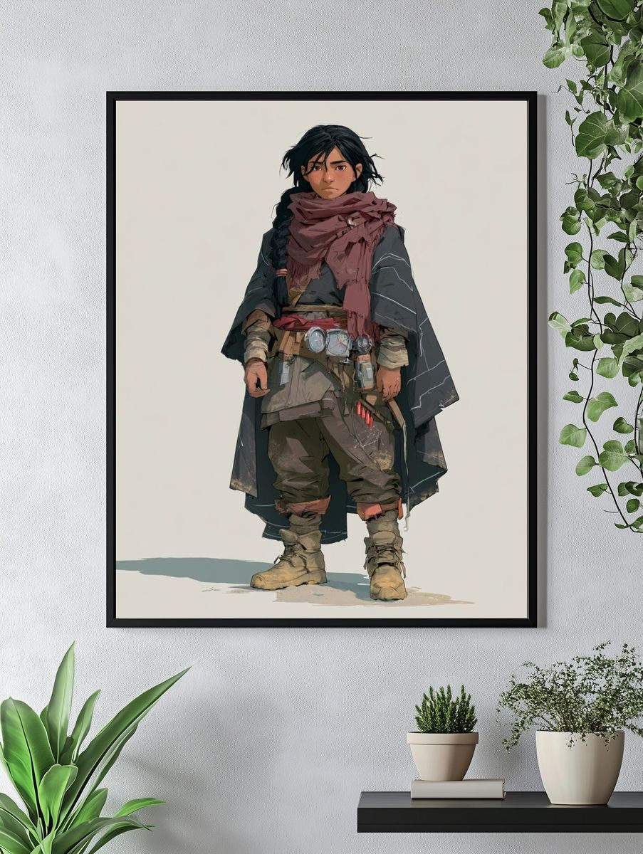Fantasy Warrior Character Illustration Poster. — room view 4