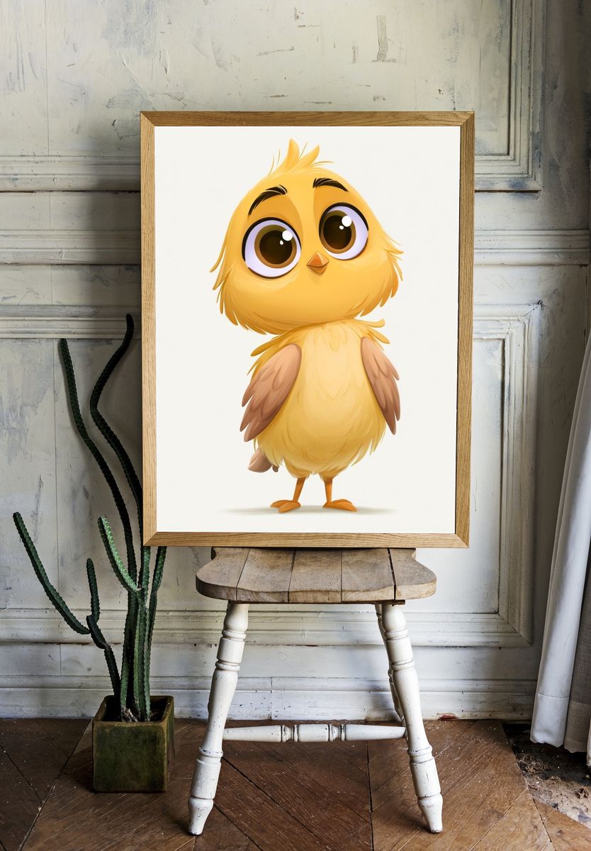 Cute Chick Cartoon Print. — room view 1