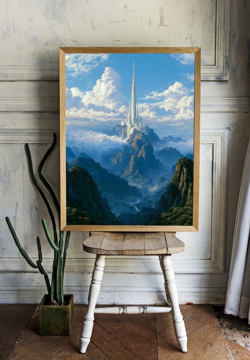 Sky Citadel Fantasy Landscape Poster. — room view 1