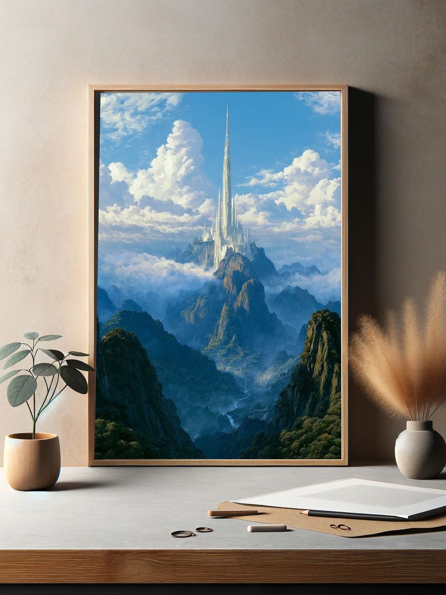 Sky Citadel Fantasy Landscape Poster. — room view 2