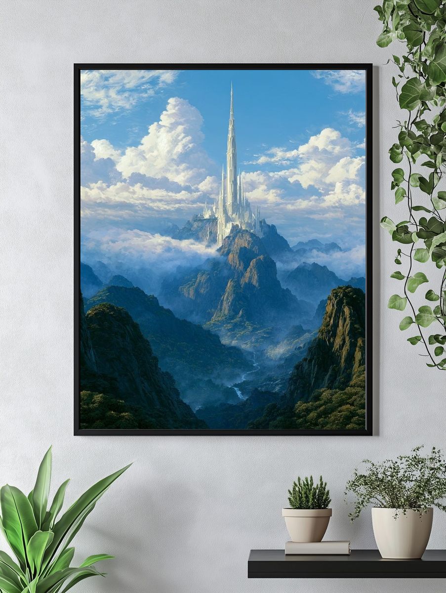 Sky Citadel Fantasy Landscape Poster. — room view 4