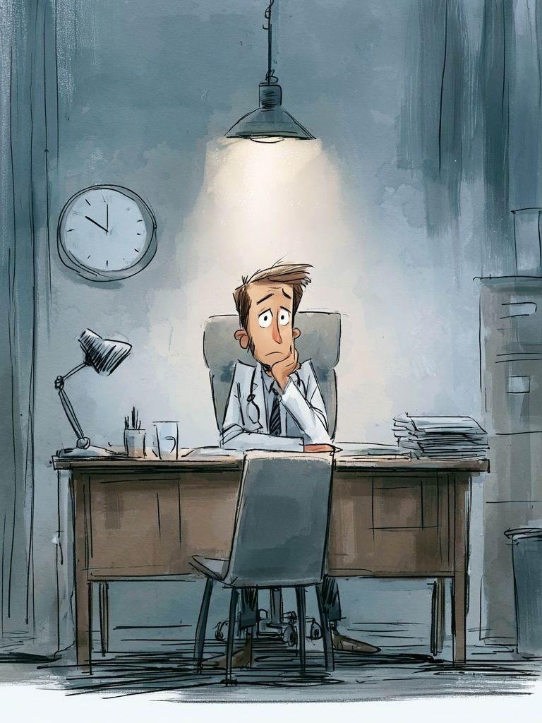 Anxious Doctor Office Illustration Poster. poster detail