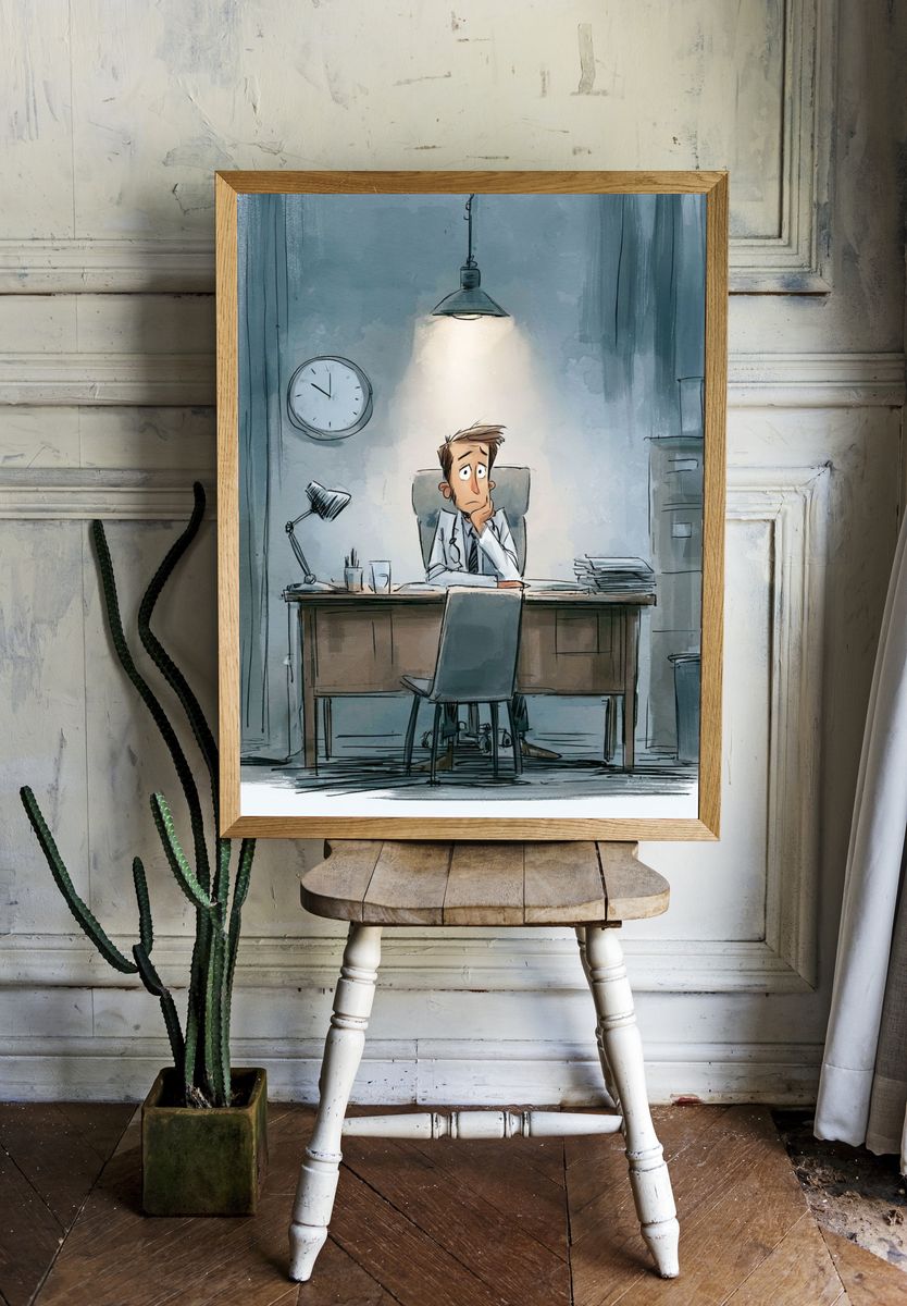 Anxious Doctor Office Illustration Poster. room preview