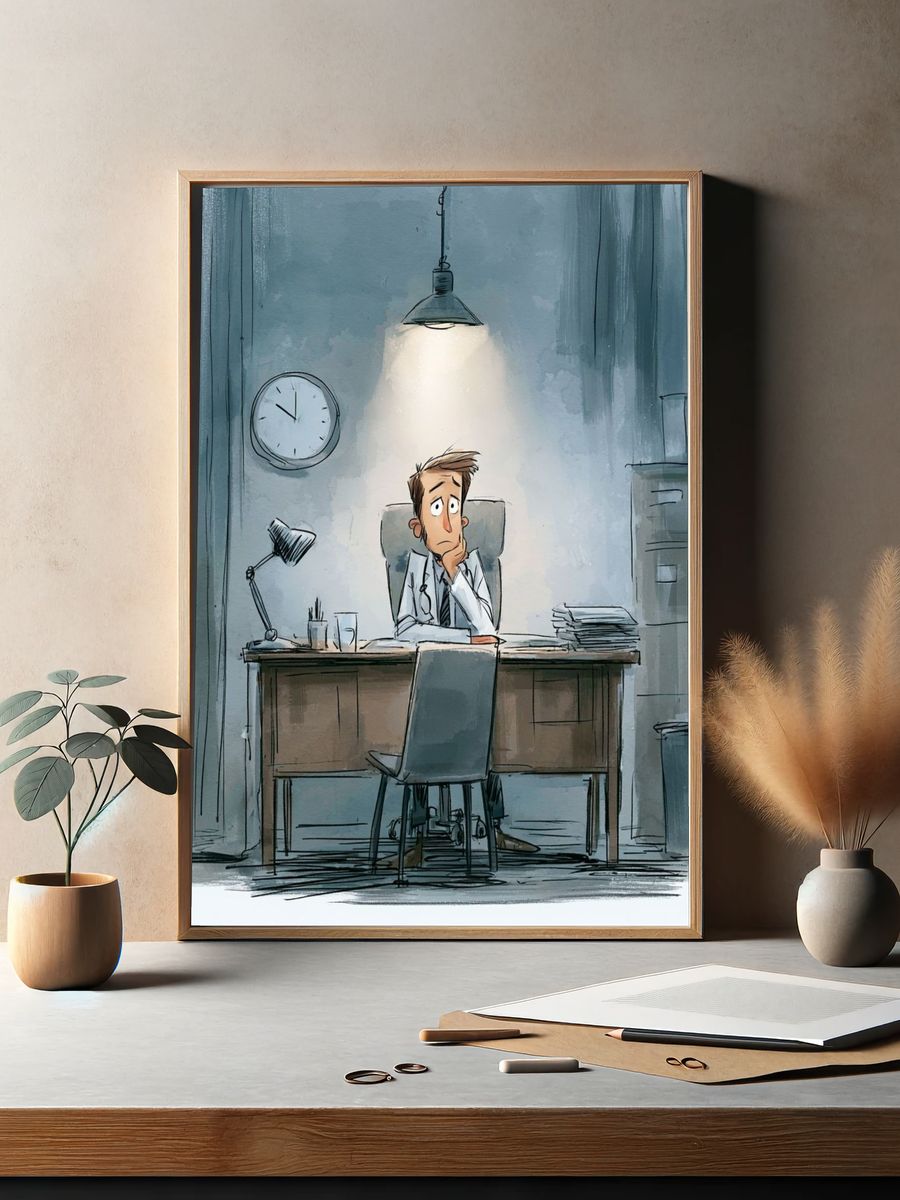 Anxious Doctor Office Illustration Poster. — room view 2