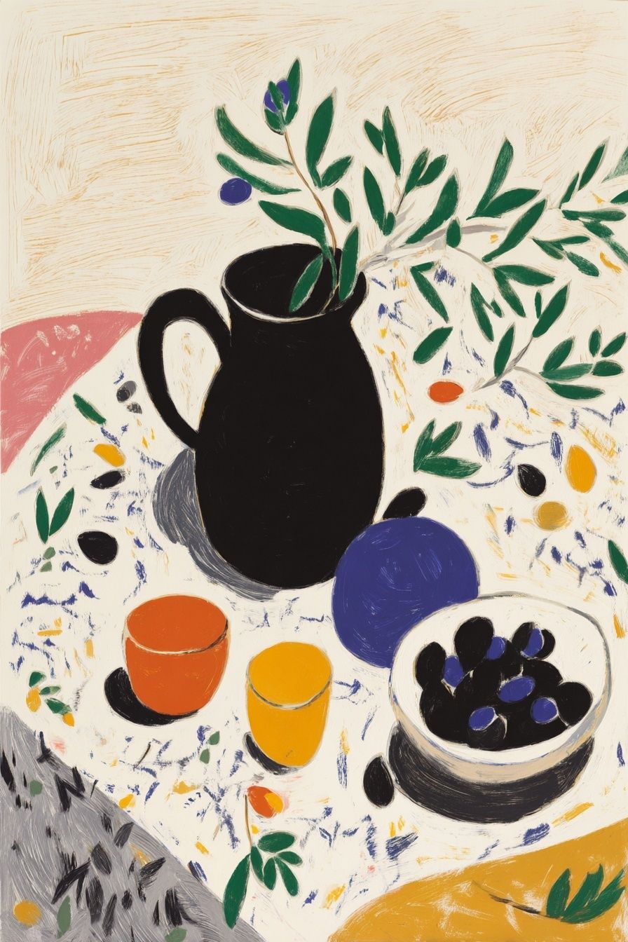 Mediterranean Still Life — Illustration Print. poster — illustration art