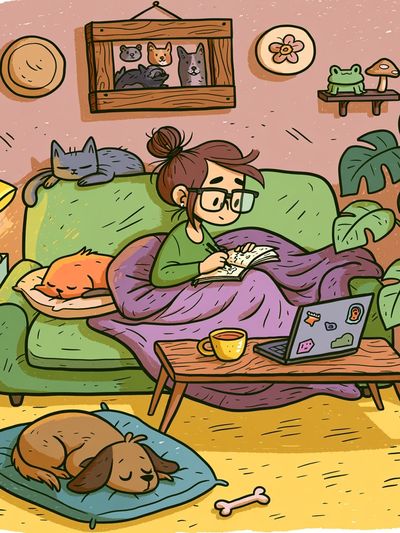 Cozy Home Office Illustration Poster. poster
