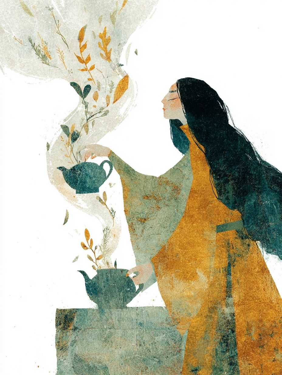 Tea Ritual Woman Illustration Poster. poster — illustration art