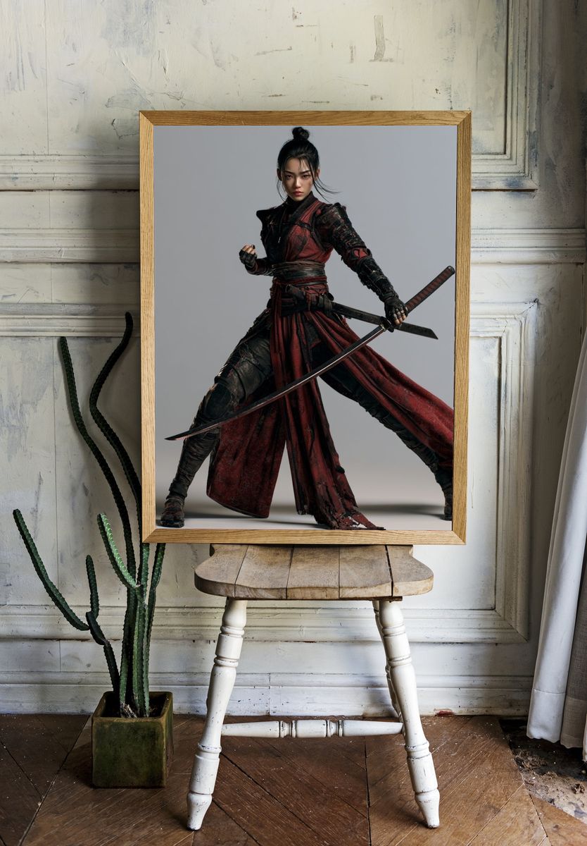 Samurai Warrior Portrait Print. — room view 1