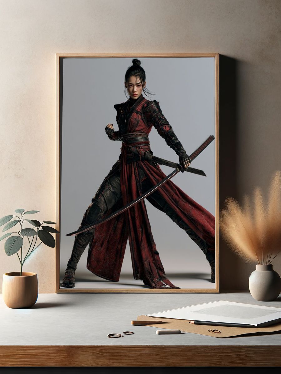 Samurai Warrior Portrait Print. — room view 2