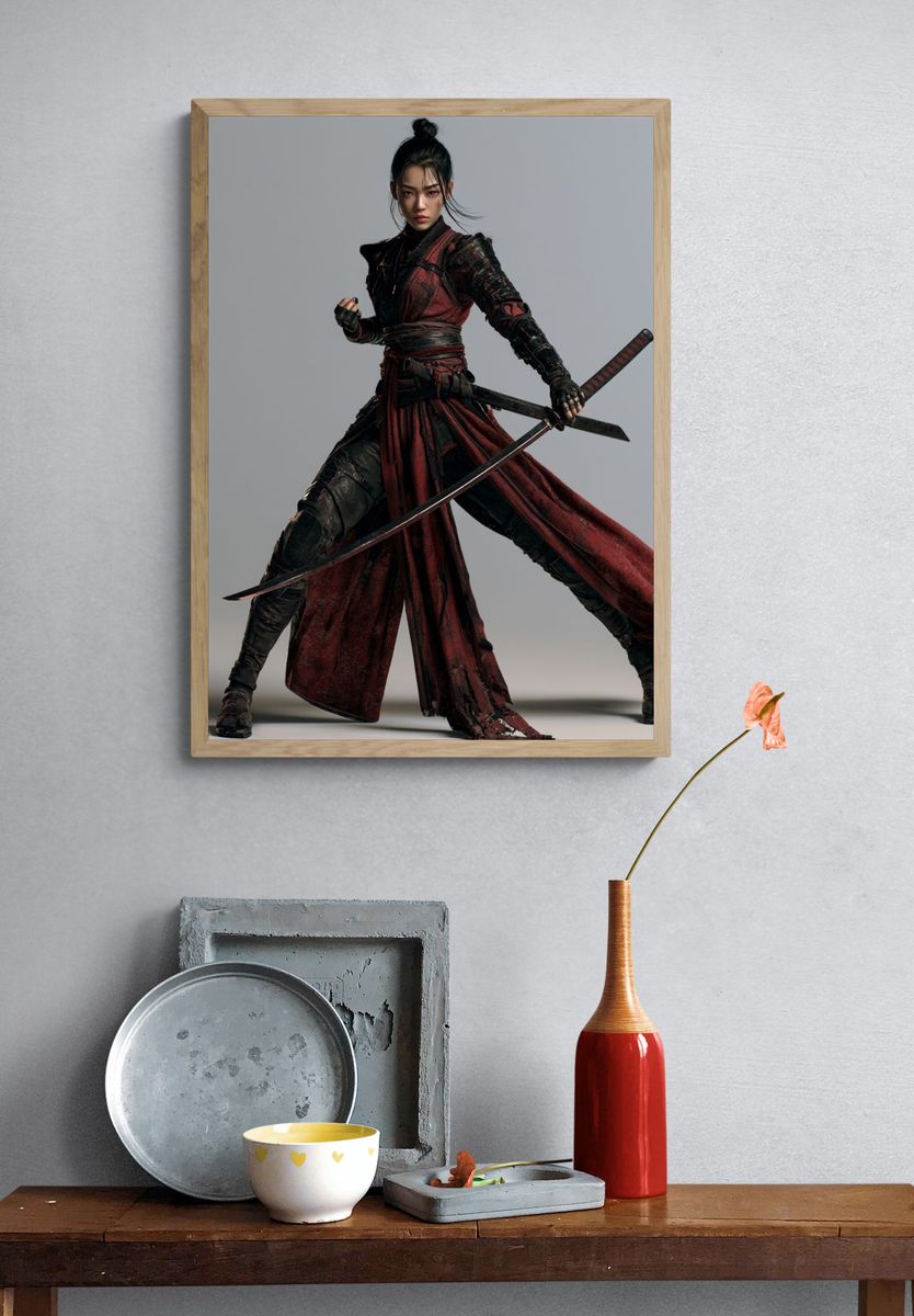 Samurai Warrior Portrait Print. — room view 3