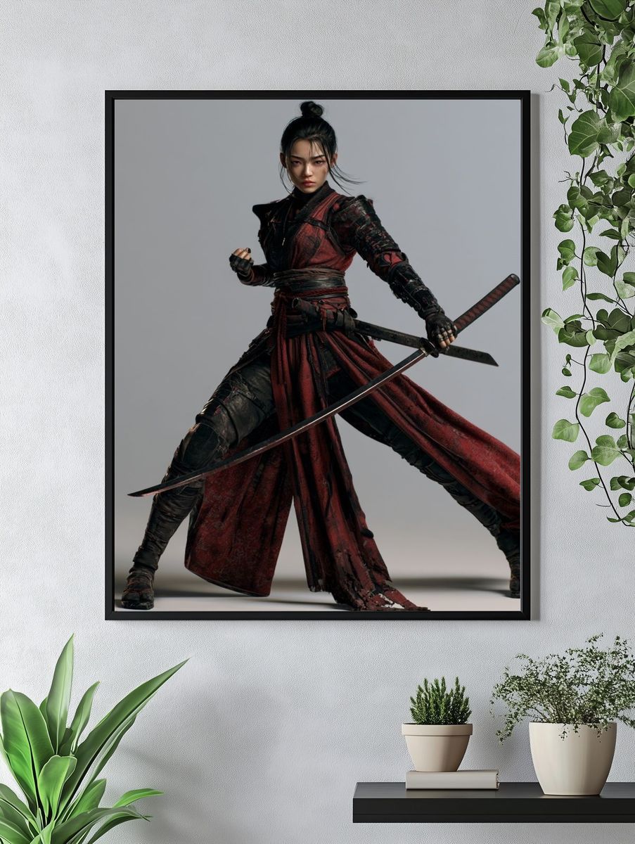 Samurai Warrior Portrait Print. — room view 4