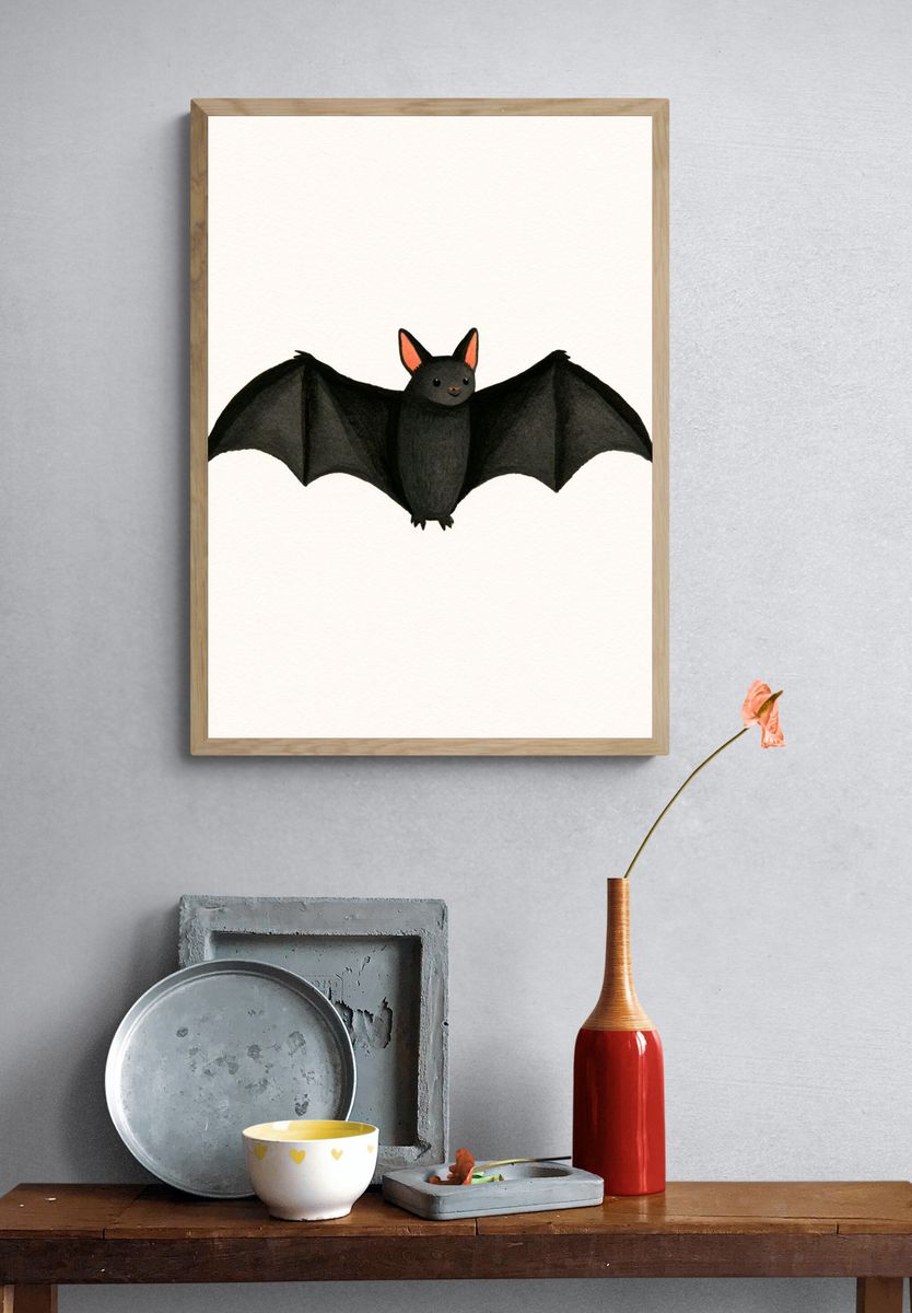 Cute Bat Illustration Poster. — room view 3