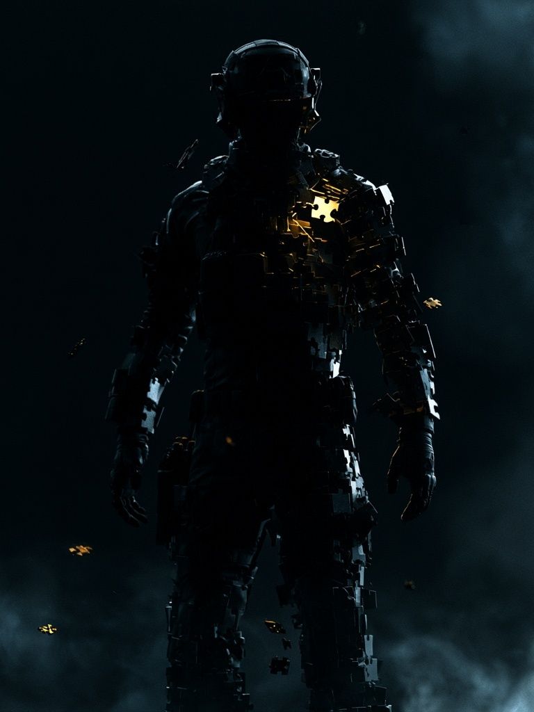Glowing Cyber Soldier Poster. poster detail
