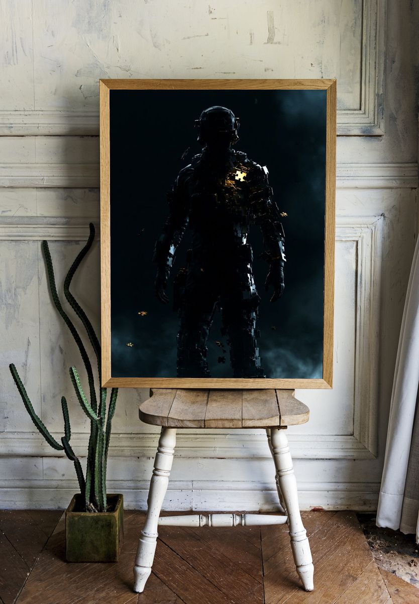Glowing Cyber Soldier Poster. — room view 1