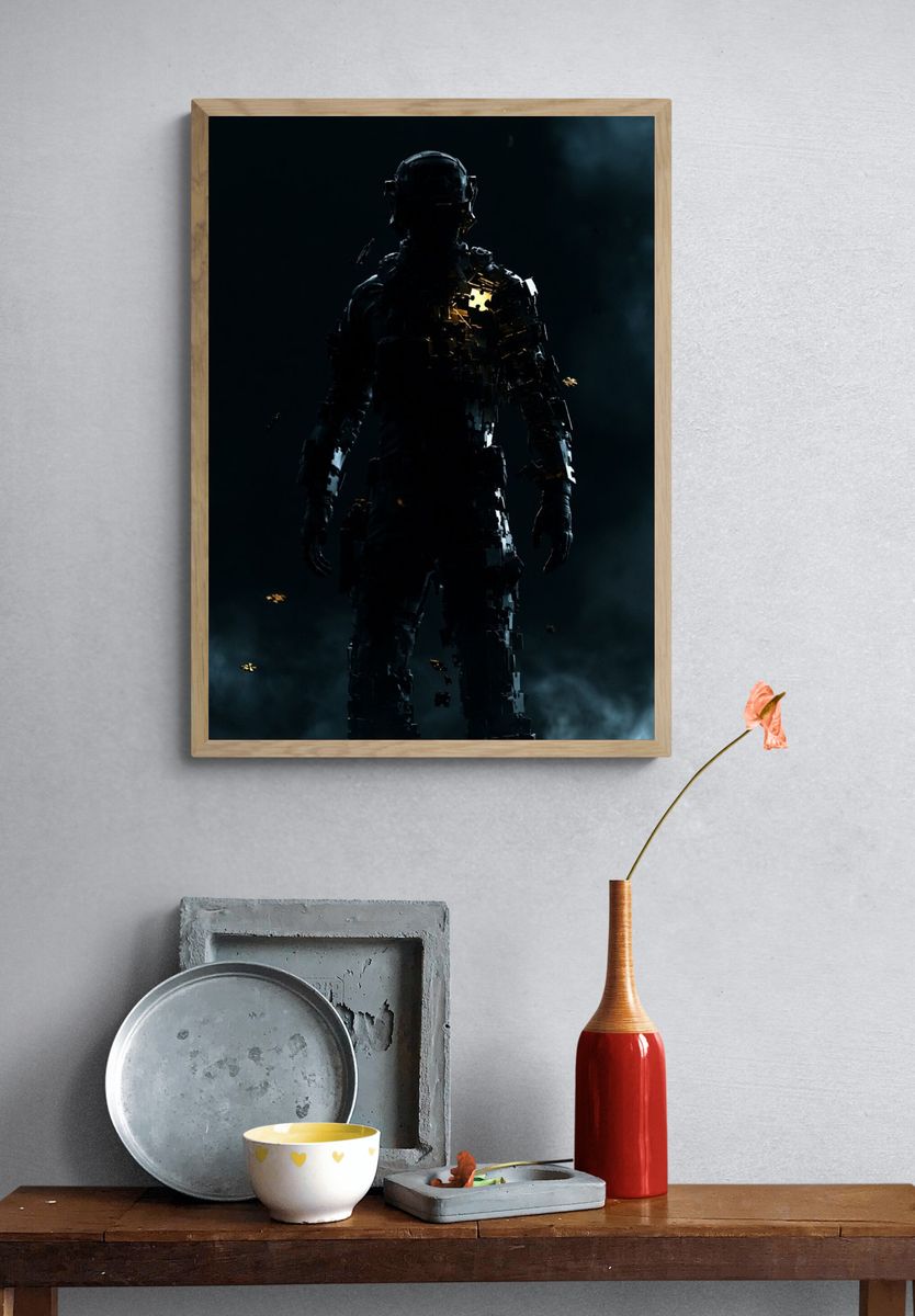 Glowing Cyber Soldier Poster. — room view 3