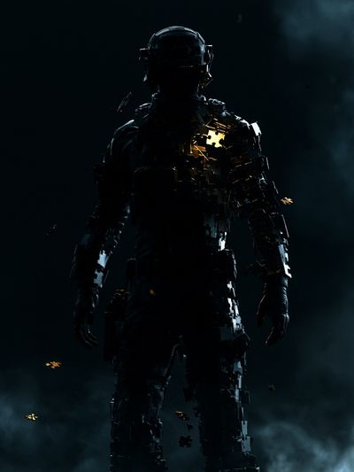 Glowing Cyber Soldier Poster. poster