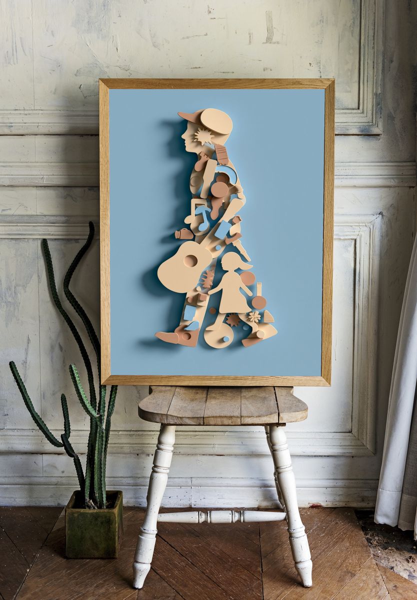 Paper Musician Silhouette Poster. room preview