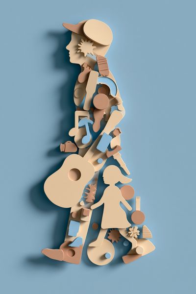 Paper Musician Silhouette Poster. poster